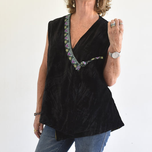 Sin Mangas terciopelo con cinta