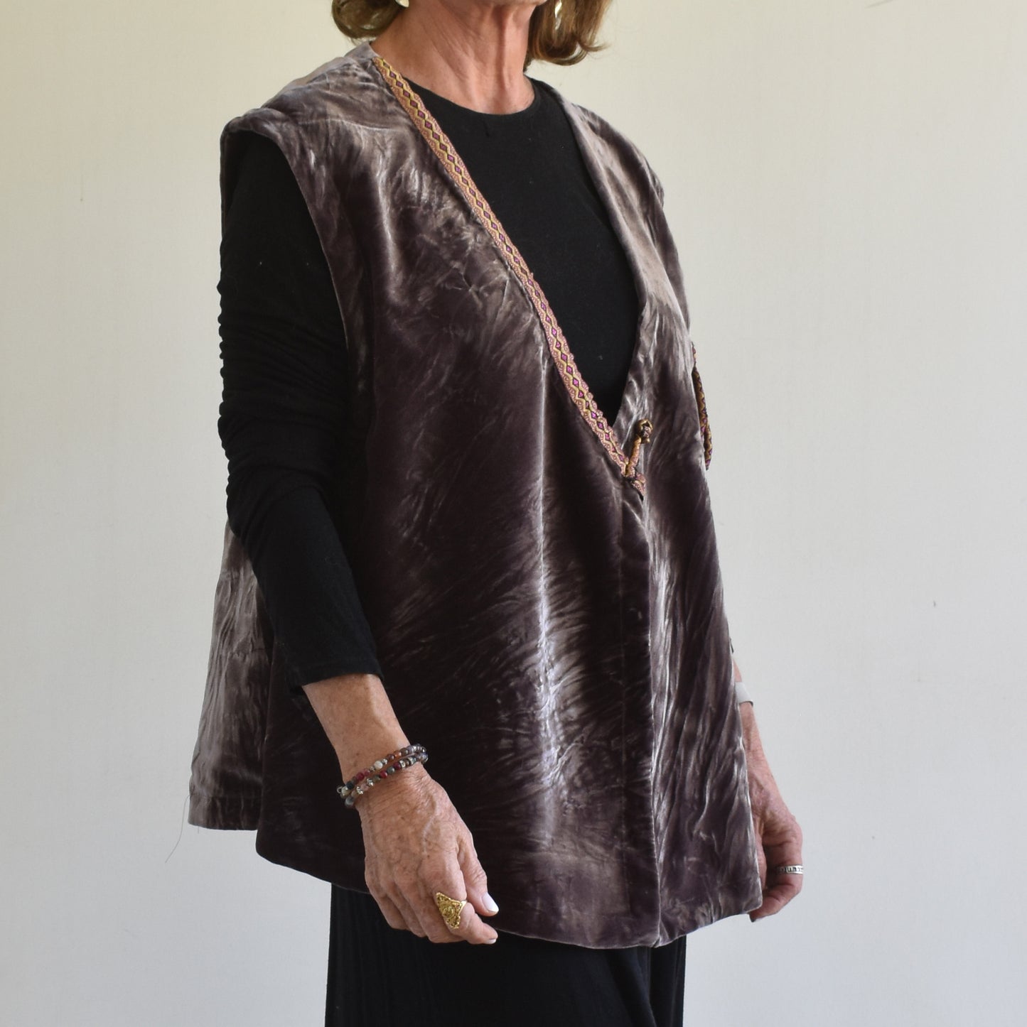 Sin Mangas terciopelo con cinta